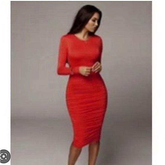 JLUXLABEL Red Midi Dress - Picture 1 of 4